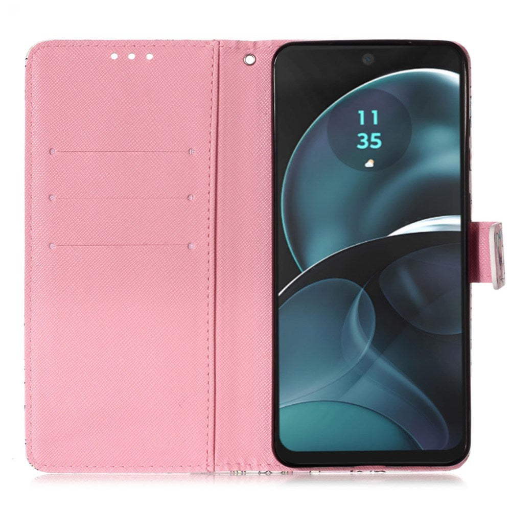 EIDERWOOD Motorola Moto G Play (2024) Artificial Leather Flip Case with Strap & Purse - Flower