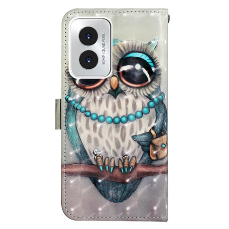 EIDERWOOD Motorola Moto G Play (2024) Artificial Leather Flip Case with Strap & Purse - Owl