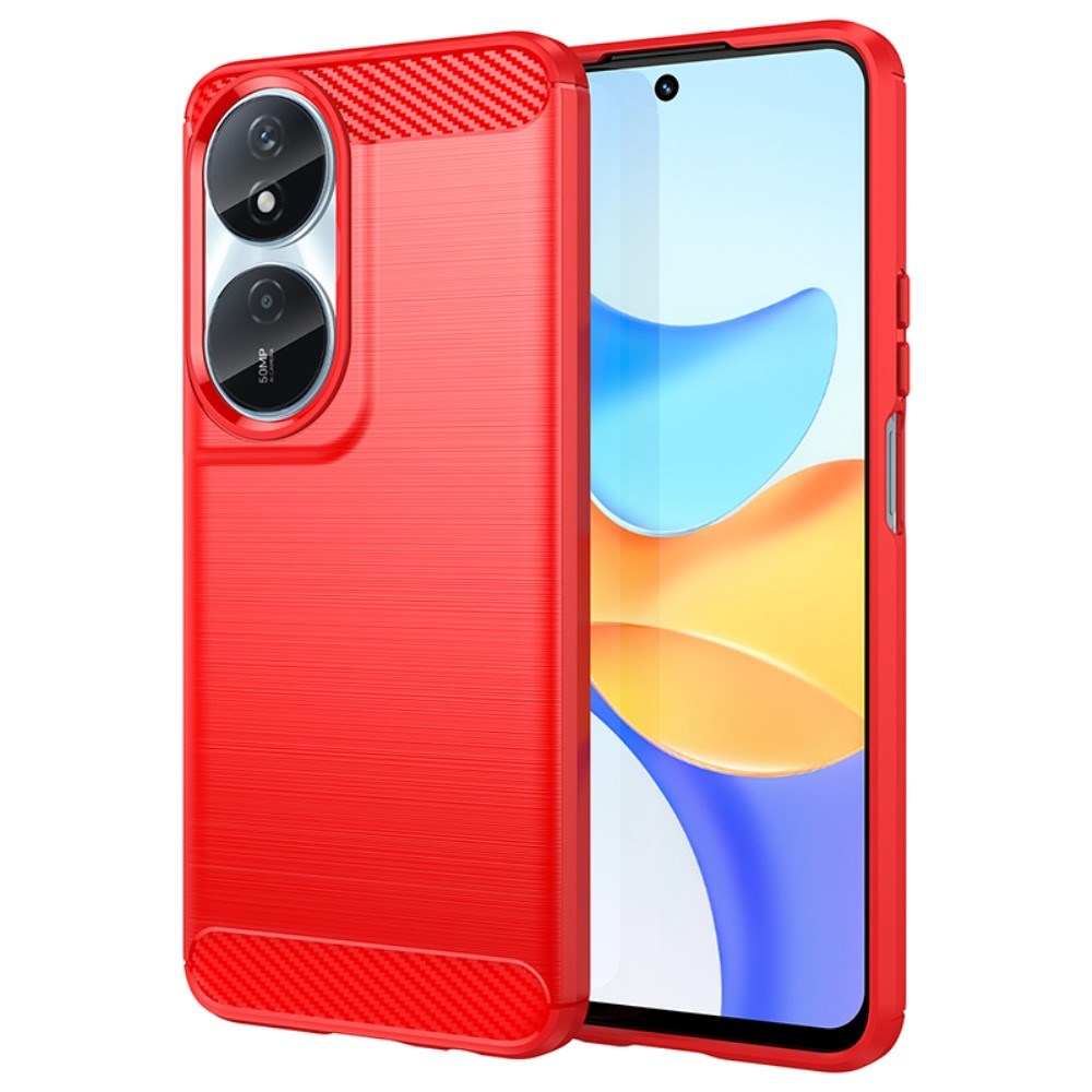 EIDERWOOD Honor X7b / 90 Smart Brushed Carbon Fiber Flexible Plastic Case - Red