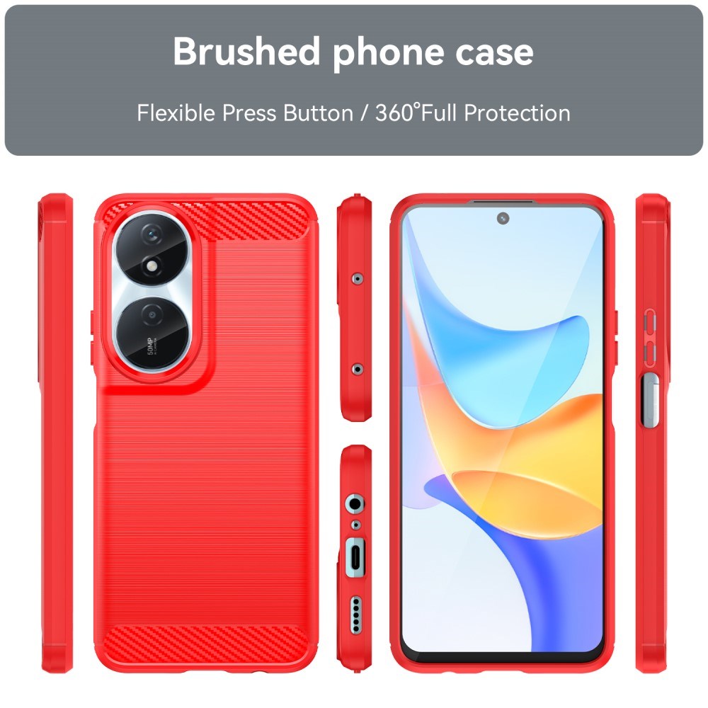 EIDERWOOD Honor X7b / 90 Smart Brushed Carbon Fiber Flexible Plastic Case - Red