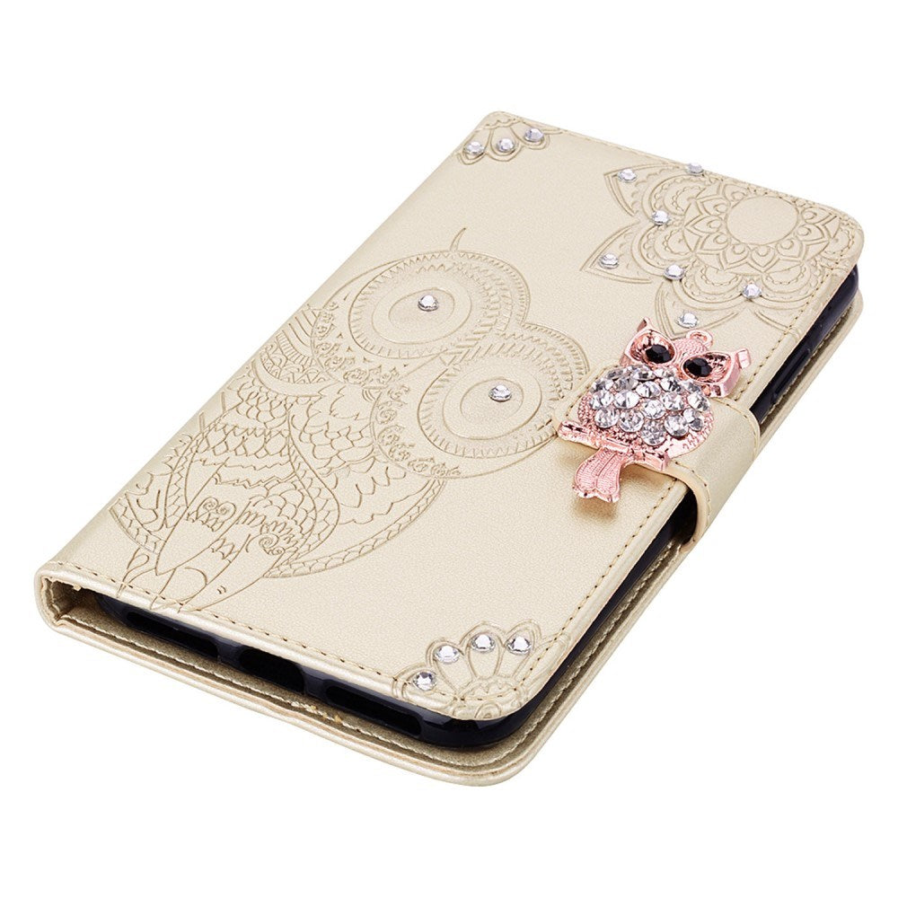 EIDERWOOD Xiaomi Redmi Note 13 Pro 5G / Poco X6 Leather Flip Case w. Wallet - Owl & Rhinestone - Gold