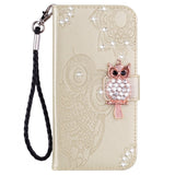 EIDERWOOD Xiaomi Redmi Note 13 Pro 5G / Poco X6 Leather Flip Case w. Wallet - Owl & Rhinestone - Gold