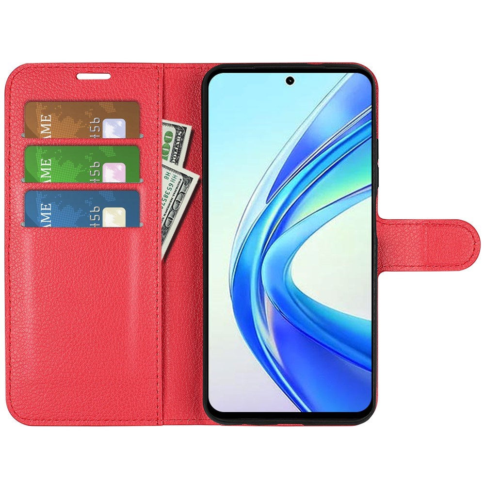 EIDERWOOD Honor X7b / 90 Smart Faux Leather Flip Case with Cardholder & Stand Function - Red