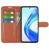 EIDERWOOD Honor X7b / 90 Smart Faux Leather Flip Case with Cardholder & Stand Function - Brown