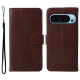 EIDERWOOD Google Pixel 10 / 10 Pro / 9 / 9 Pro Faux Leather Flip Case with Wallet & Strap - Brown