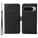 EIDERWOOD Google Pixel 10 / 10 Pro / 9 / 9 Pro Faux Leather Flip Case with Wallet & Strap - Black