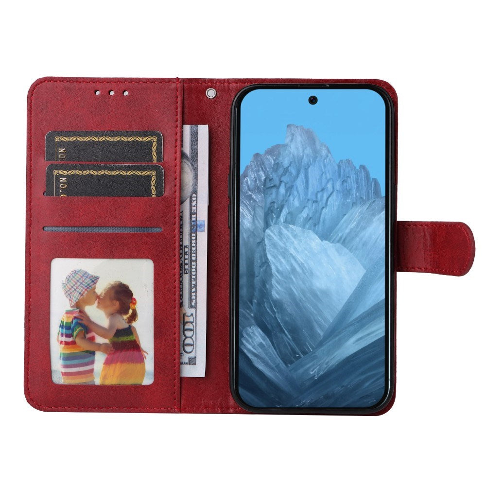 EIDERWOOD Google Pixel 10 / 10 Pro / 9 / 9 Pro Faux Leather Flip Case with Wallet & Strap - Red