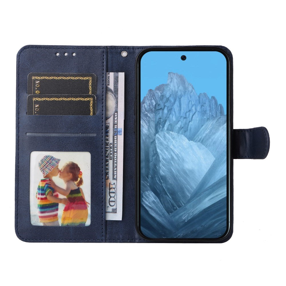 EIDERWOOD Google Pixel 10 / 10 Pro / 9 / 9 Pro Faux Leather Flip Case with Wallet & Strap - Blue