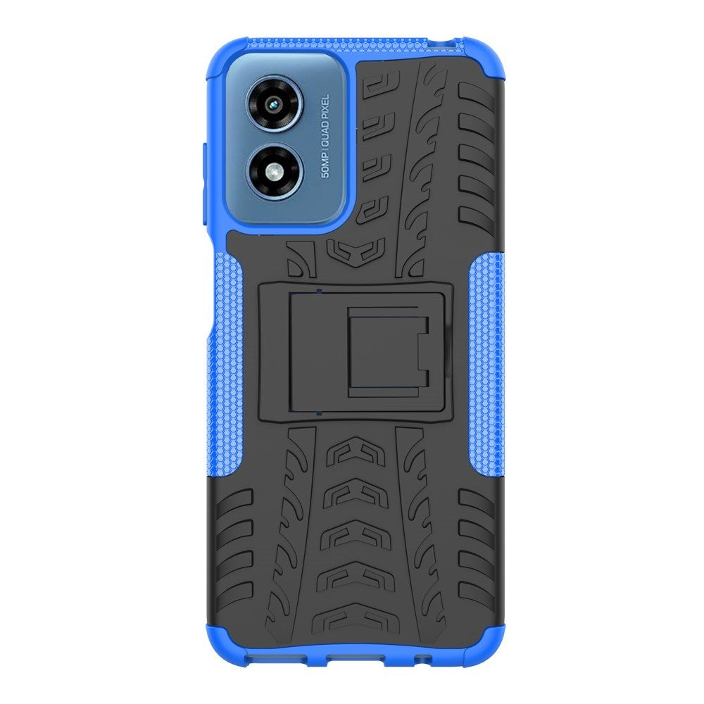 EIDERWOOD Motorola Moto G Play (2024) Hybrid Tough Case w. Kickstand - Black / Blue