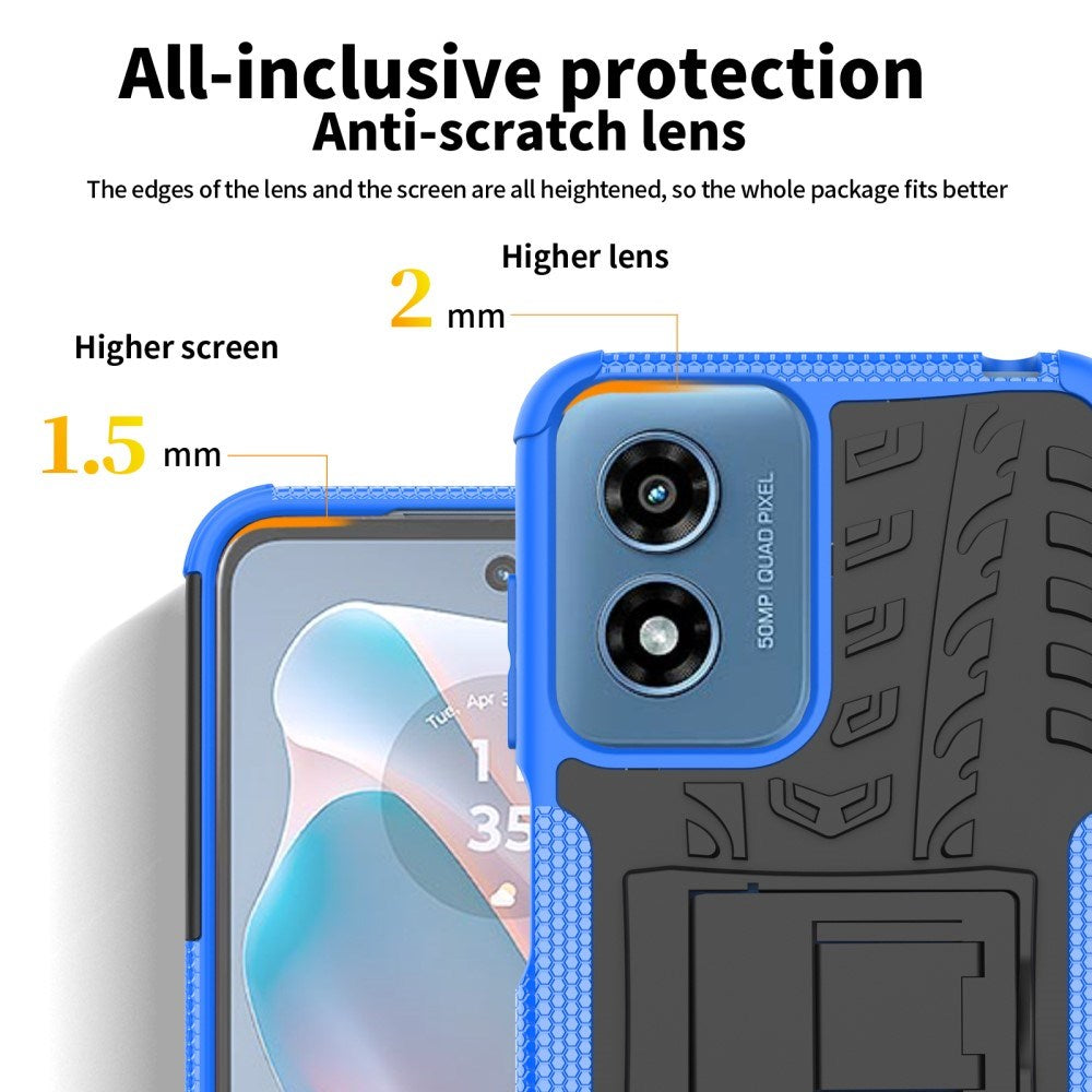 EIDERWOOD Motorola Moto G Play (2024) Hybrid Tough Case w. Kickstand - Black / Blue