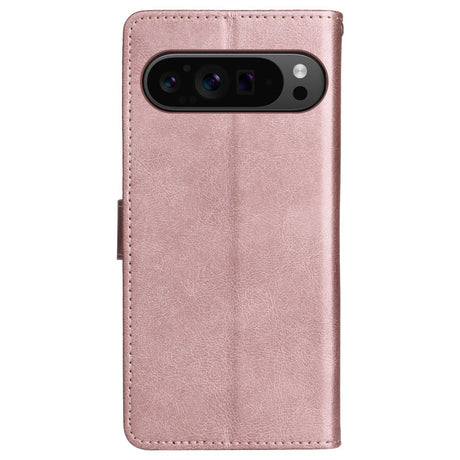 EIDERWOOD Google Pixel 9 Pro XL Leather Flip Case with Wallet and Strap - Rose Gold