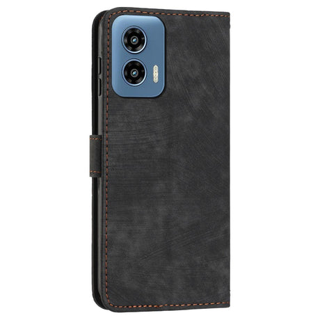 EIDERWOOD Motorola Moto G Play 5G (2024) Leather Flip Case with Wallet and Strap - Black