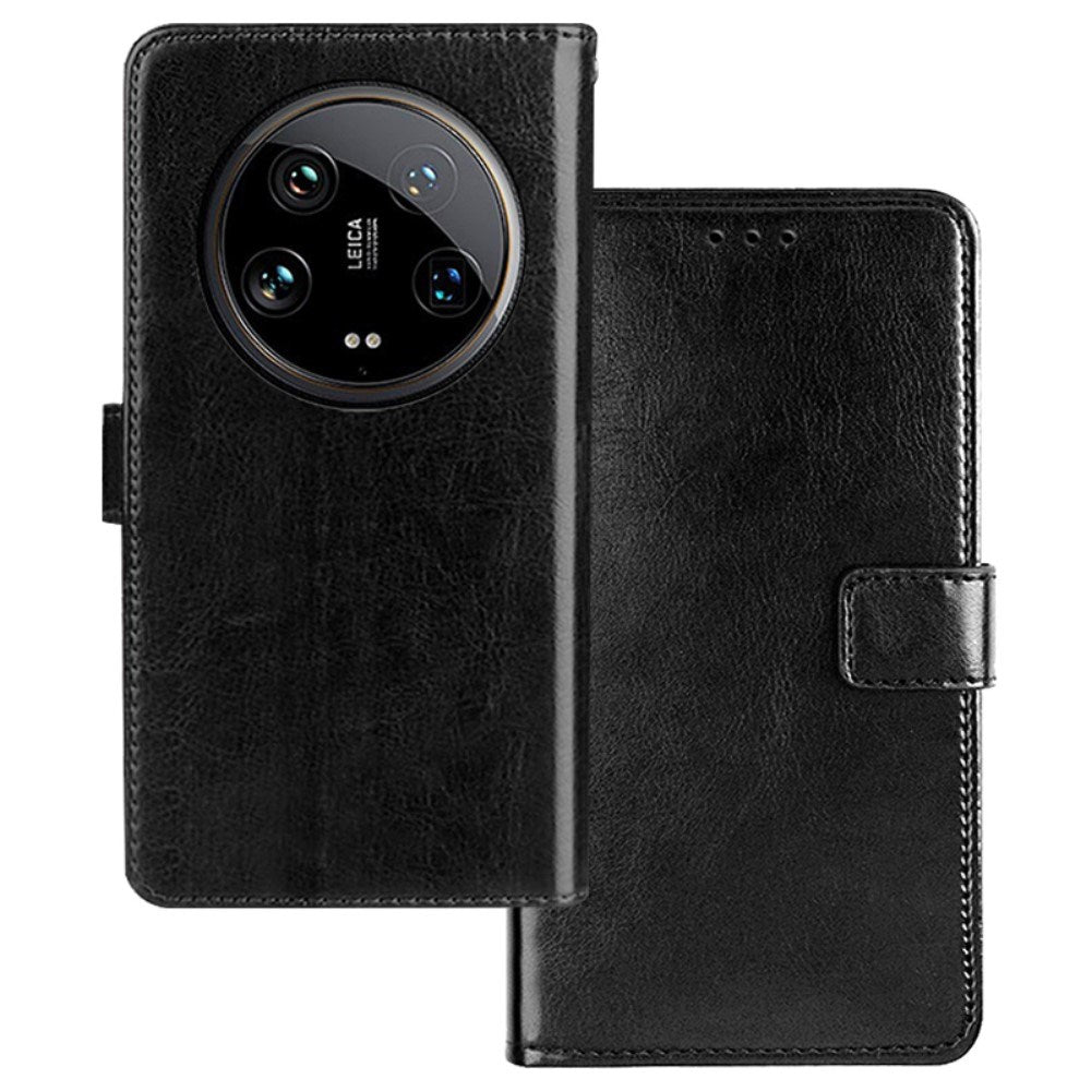 EIDERWOOD Xiaomi 14 Ultra Glossy Leather Phone Wallet Case - Black