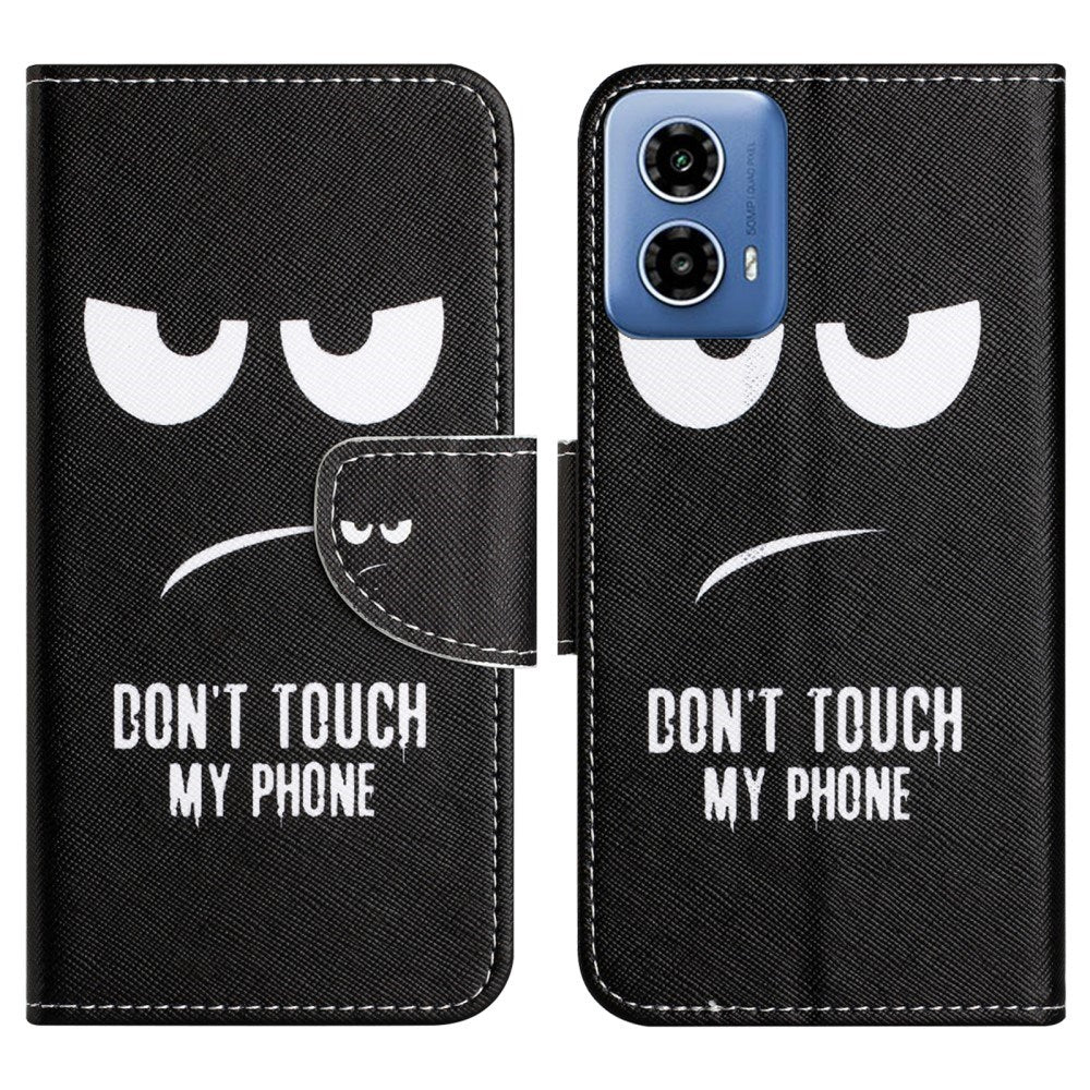 EIDERWOOD Motorola Moto G24 Power Leather Wallet Case w. Print - "Don't Touch My Phone"