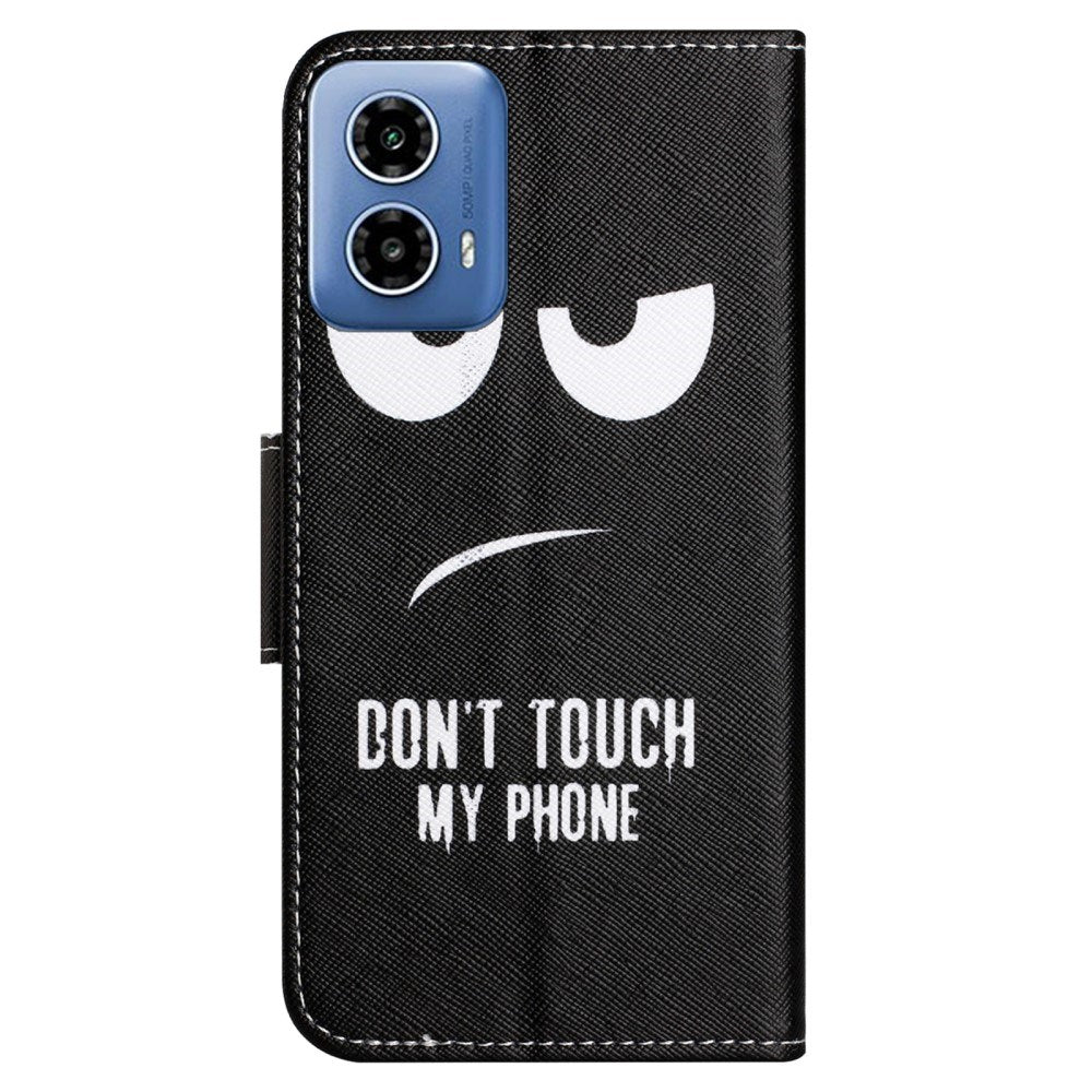 EIDERWOOD Motorola Moto G24 Power Leather Wallet Case w. Print - "Don't Touch My Phone"