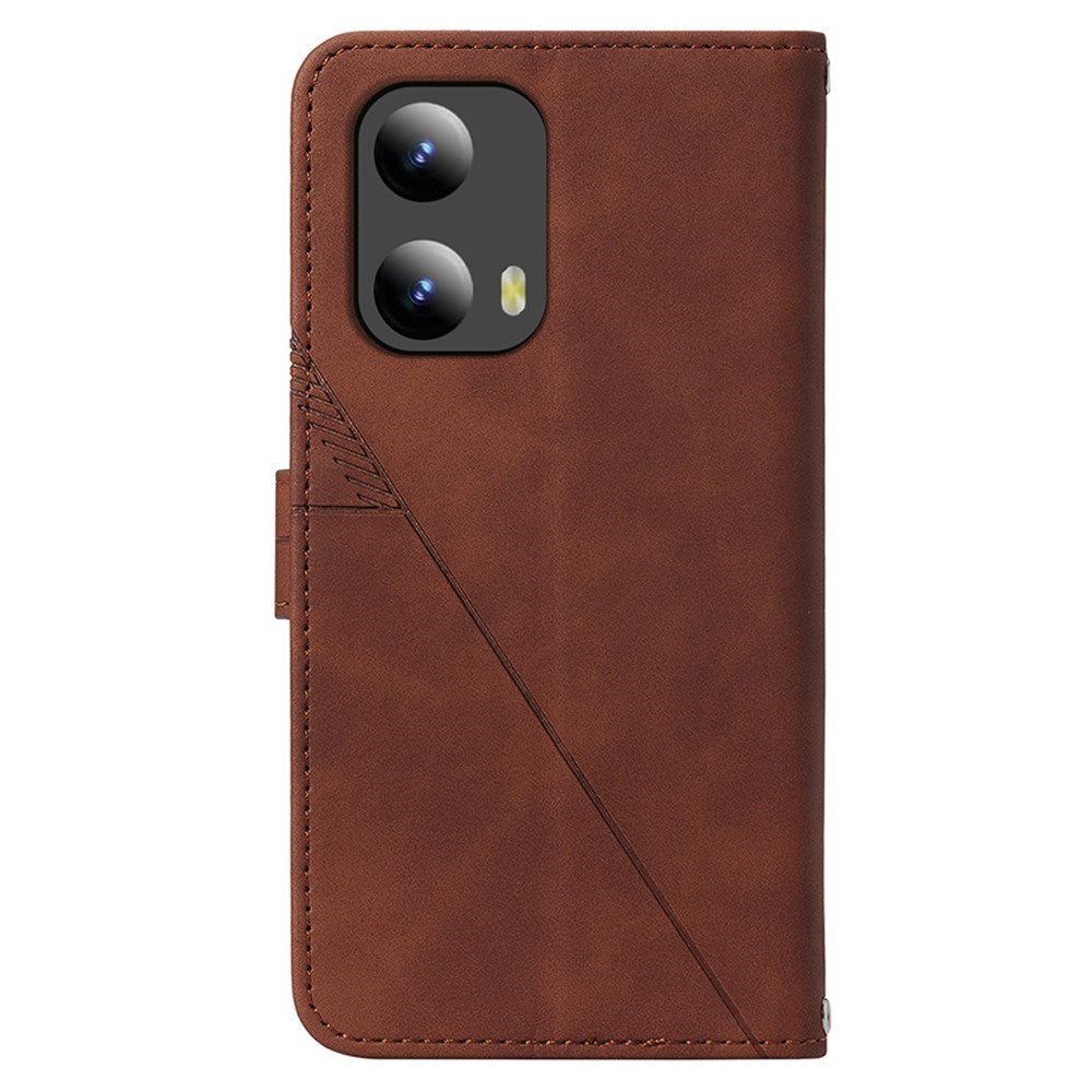 EIDERWOOD Motorola Moto G Play 5G (2024) Soft Leather Wallet Case - Geometry Pattern - Brown