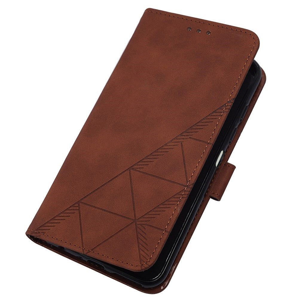 EIDERWOOD Motorola Moto G Play 5G (2024) Soft Leather Wallet Case - Geometry Pattern - Brown