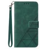 EIDERWOOD Motorola Moto G Play 5G (2024) Soft Leather Wallet Case - Geometry Pattern - Dark Green