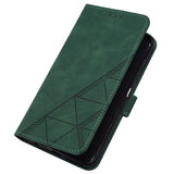 EIDERWOOD Motorola Moto G Play 5G (2024) Soft Leather Wallet Case - Geometry Pattern - Dark Green