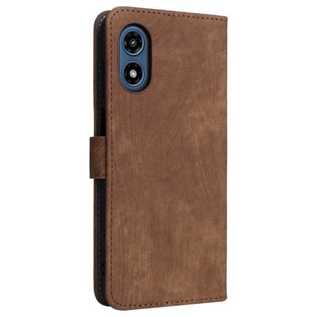 EIDERWOOD Motorola Moto G Play (2024) Leather Flip Case with Wallet and Strap - Brown