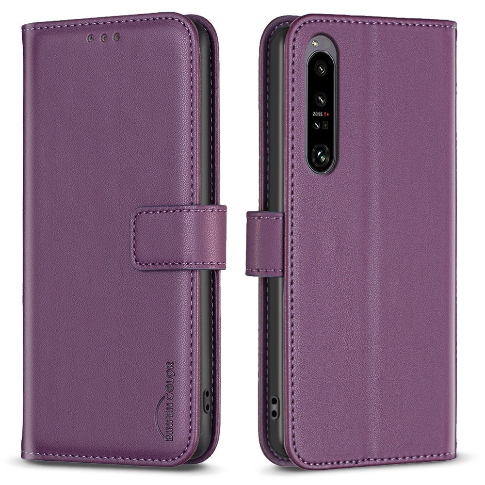 EIDERWOOD Sony Xperia 1 VI Faux Leather Flip Cover with Stand Function & Card Holder - Dark Purple