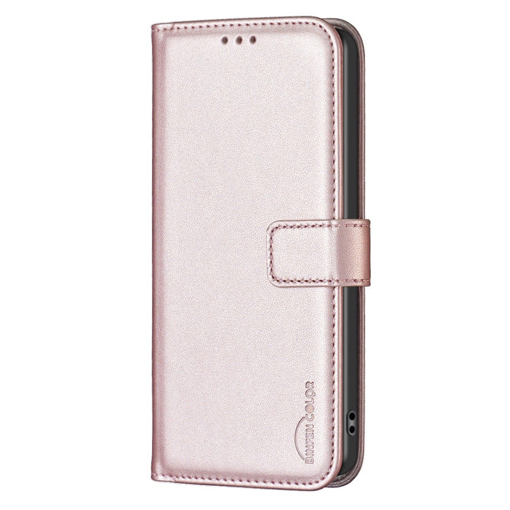 EIDERWOOD Samsung Galaxy M15 (5G) Faux Leather Flip Cover with Stand Function & Card Holder - Rose Gold