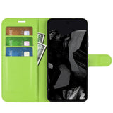 EIDERWOOD Google Pixel 9 Pro XL Litchi Leather Flip Case w. Wallet - Green