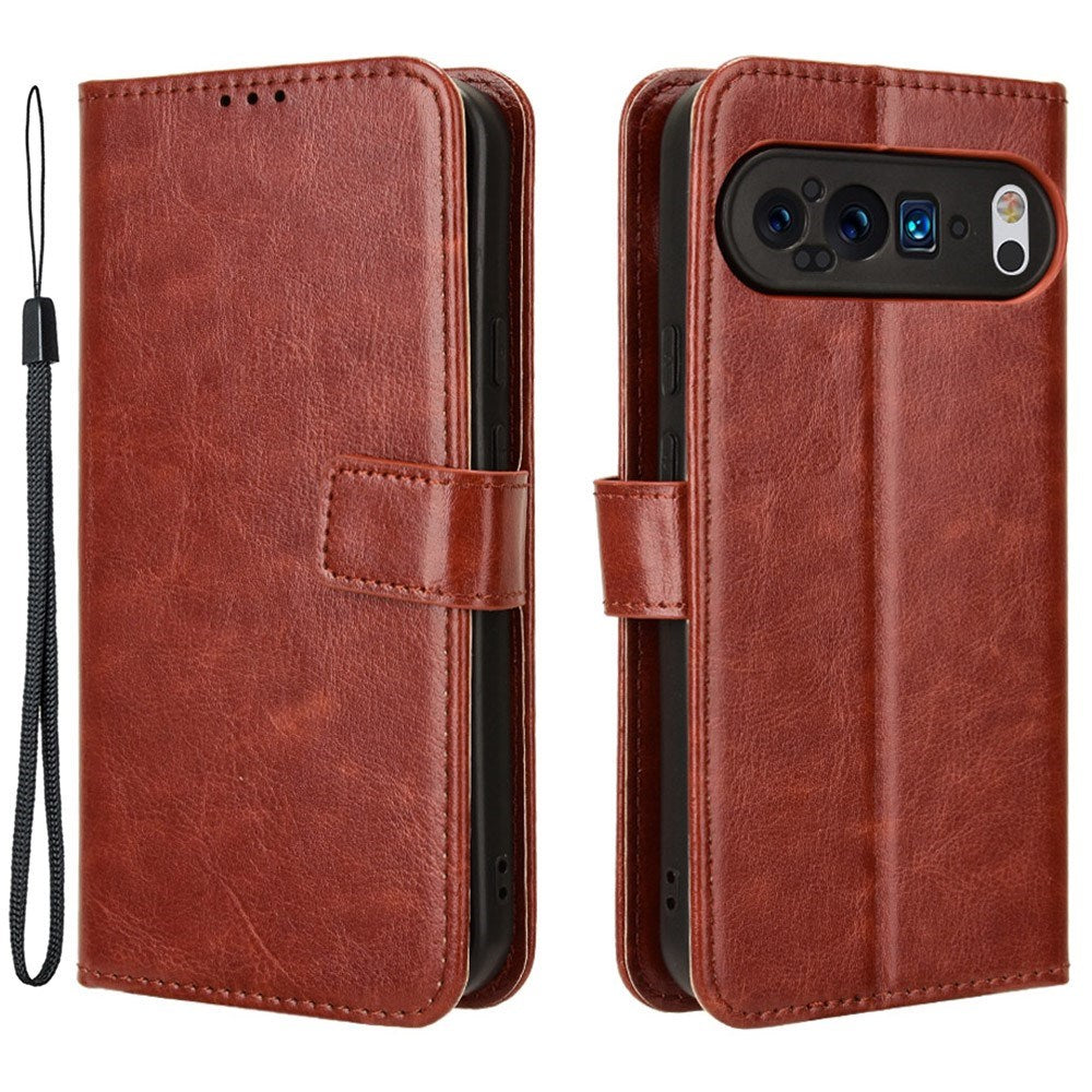 EIDERWOOD Google Pixel 9 / 9 Pro Leather Flip Case w. Stand & Wallet - Brown