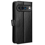 EIDERWOOD Google Pixel 9 Leather Flip Case w. Stand & Wallet - Black