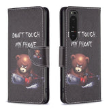 EIDERWOOD Sony Xperia 10 VI Leather Wallet Case & Print - "Don't Touch My Phone" - Bear