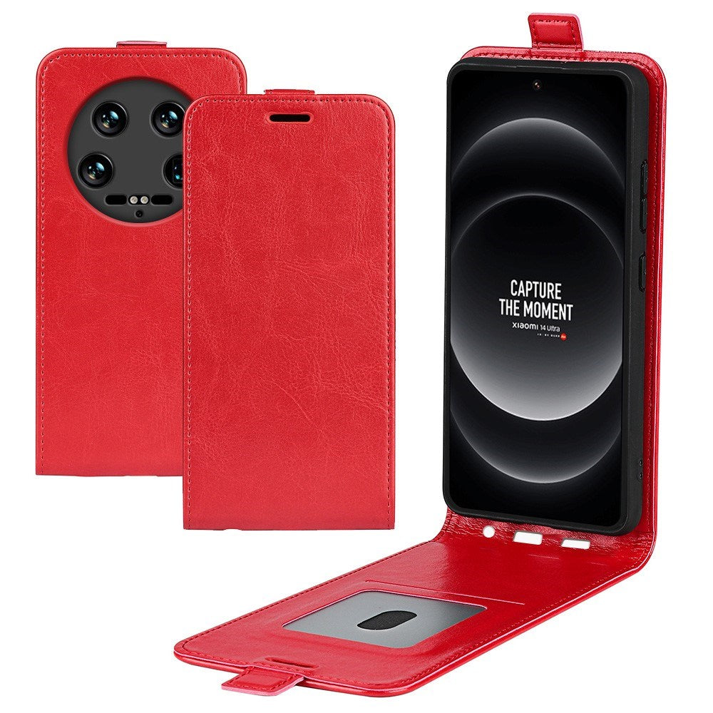 EIDERWOOD Xiaomi 14 Ultra Vertical Flip Leather Case w. Card Holder - Red