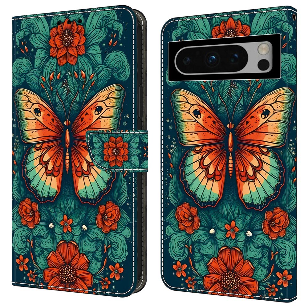 EIDERWOOD Google Pixel 9 Pro XL Leather Case w. Wallet & Kickstand - Butterfly