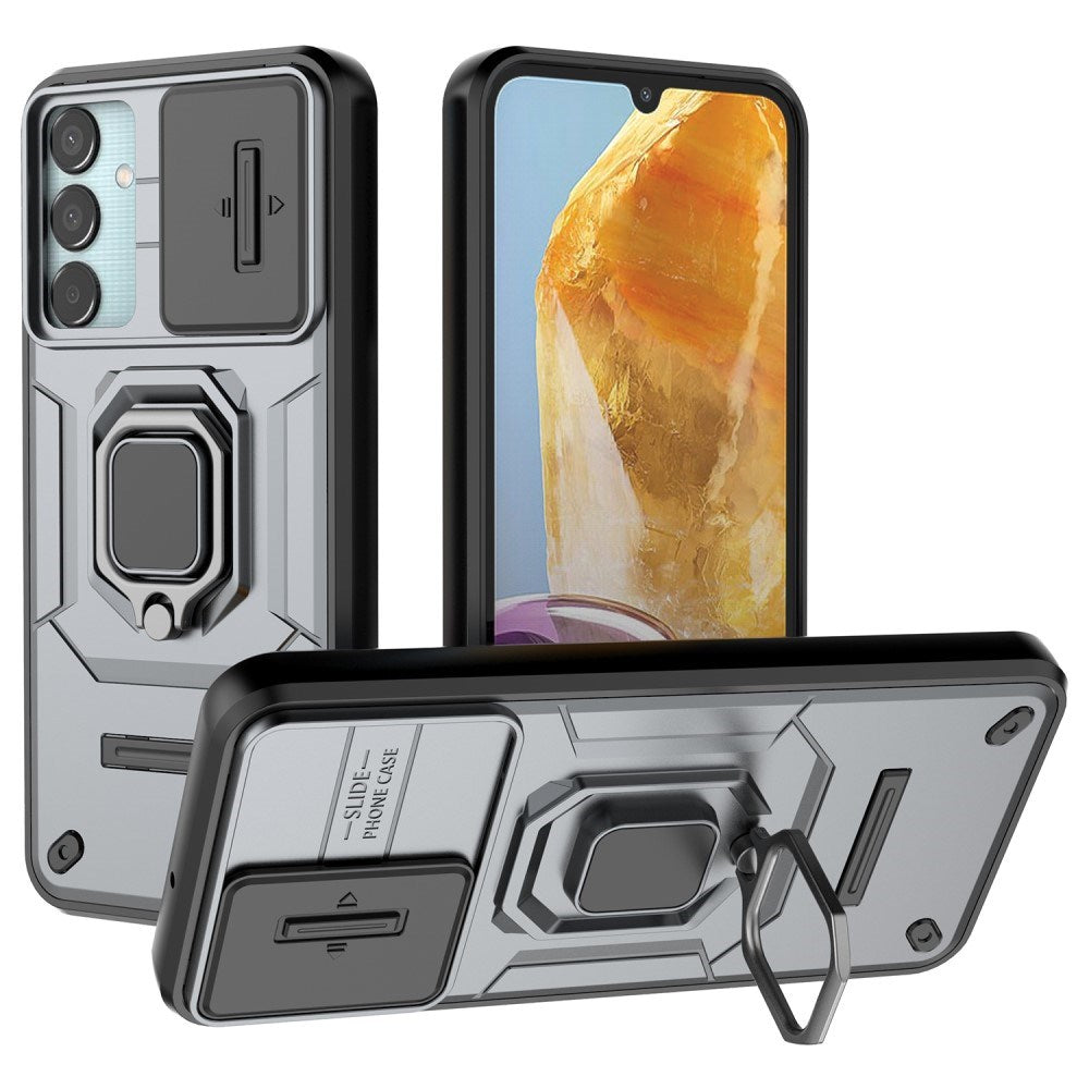 EIDERWOOD Samsung Galaxy M15 (5G) Tough Case w. Magnetic Kickstand & Cam Slider - Grey