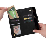 EIDERWOOD iPhone 12 Pro Max Flip Case with Card Holder & Zipper Pocket - Black