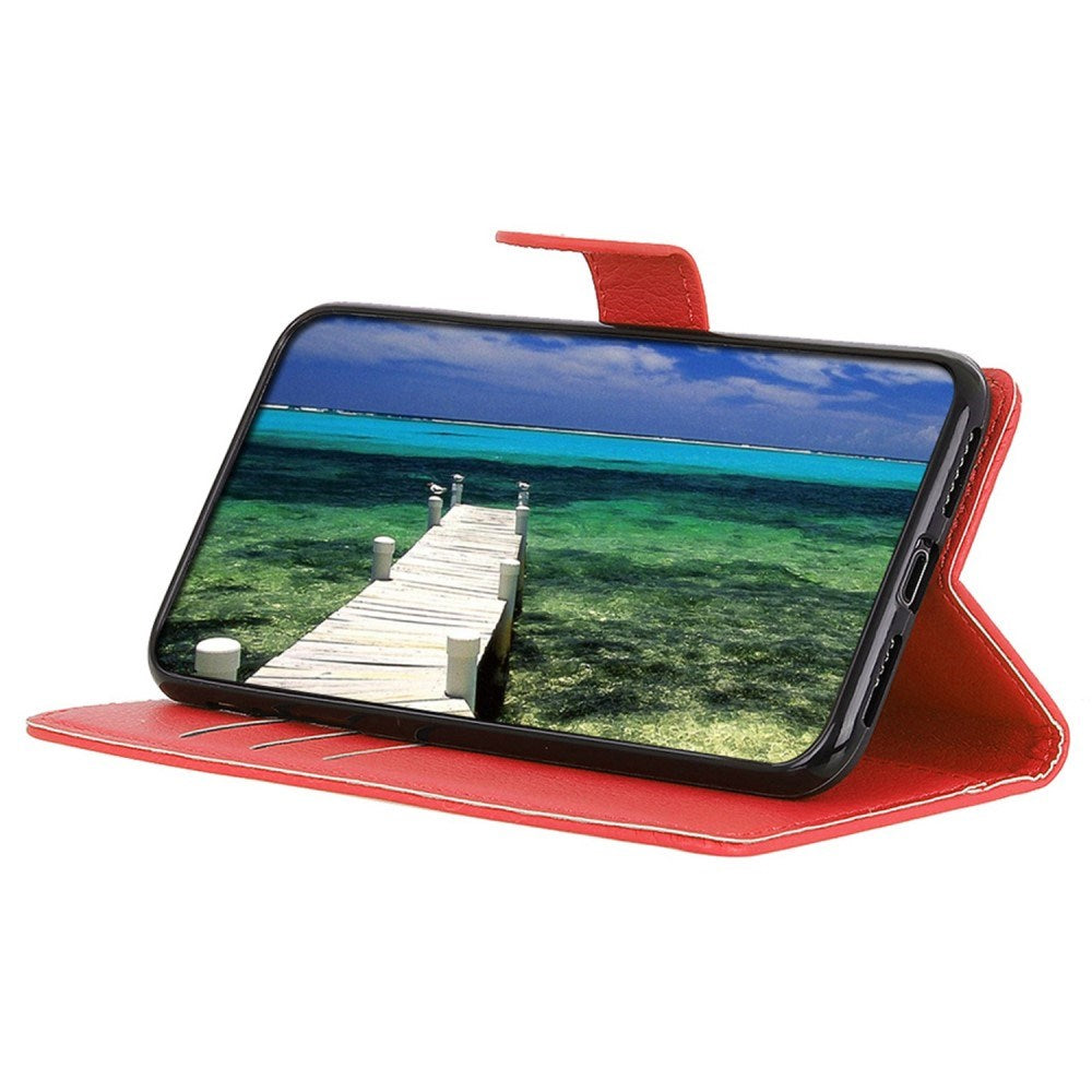 EIDERWOOD Google Pixel 10 / 10 Pro / 9 / 9 Pro Litchi Faux Leather Flip Case w. Wallet - Red