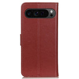 EIDERWOOD Google Pixel 10 / 10 Pro / 9 / 9 Pro Litchi Faux Leather Flip Case w. Wallet - Brown