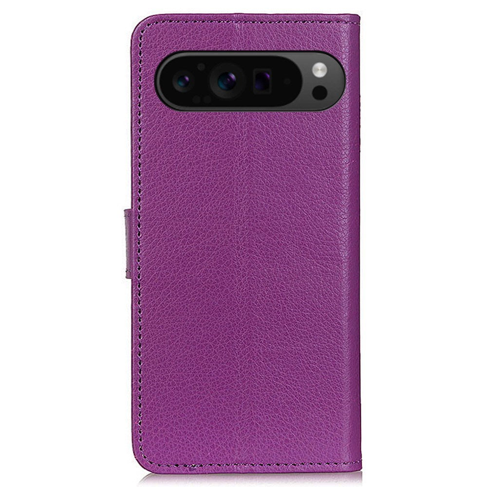 EIDERWOOD Google Pixel 10 / 10 Pro / 9 / 9 Pro Litchi Faux Leather Flip Case w. Wallet - Purple