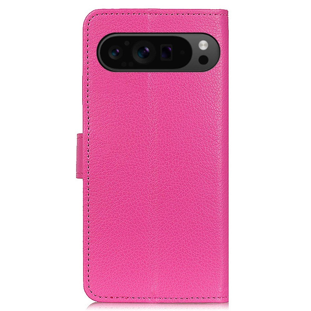 EIDERWOOD Google Pixel 10 / 10 Pro / 9 / 9 Pro Litchi Faux Leather Flip Case w. Wallet - Pink
