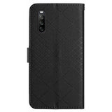 EIDERWOOD Sony Xperia 10 VI Leather Flip Case w. Wallet & Strap - Rhombus Engraving - Black