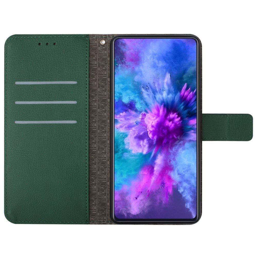 EIDERWOOD Sony Xperia 10 VI Leather Flip Case w. Wallet & Strap - Rhombus Engraving - Green