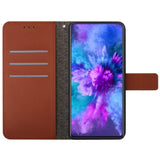 EIDERWOOD Sony Xperia 10 VI Leather Flip Case w. Wallet & Strap - Rhombus Engraving - Brown