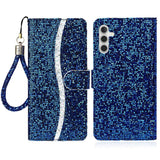 EIDERWOOD Samsung Galaxy S24 / S25 Glitter Flip Case with Card Holder and Stand Function - Blue