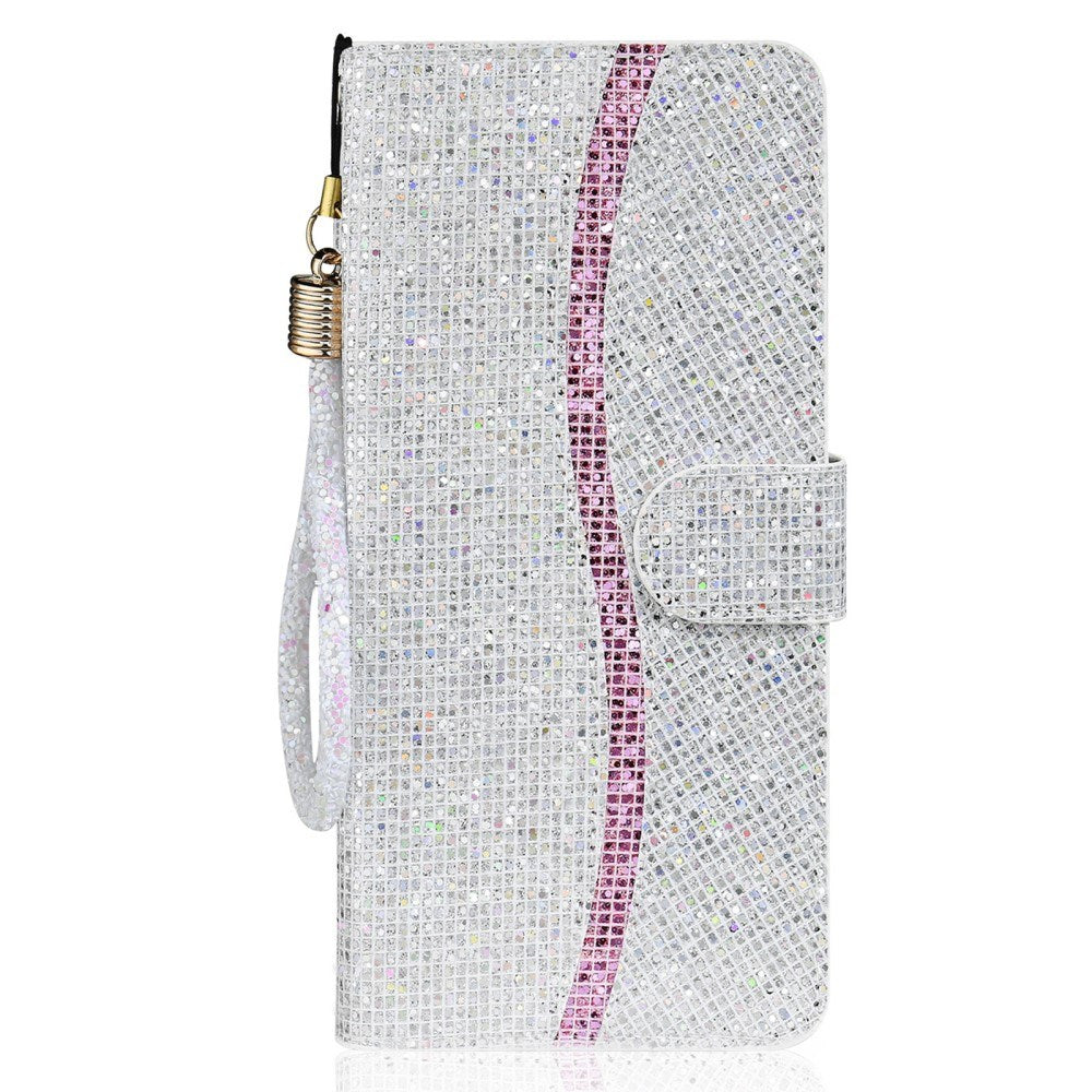 EIDERWOOD Samsung Galaxy S24 / S25 Glitter Flip Case with Card Holder and Stand Function - Silver