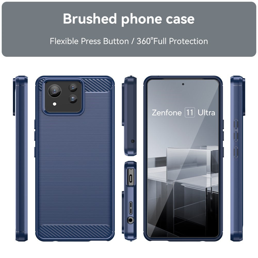 EIDERWOOD Asus Zenfone 11 Ultra Brushed Carbon Fiber Flexible Plastic Case - Blue