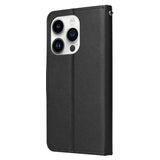 EIDERWOOD iPhone 14 Pro Max Faux Leather Flip Case with Strap - Black