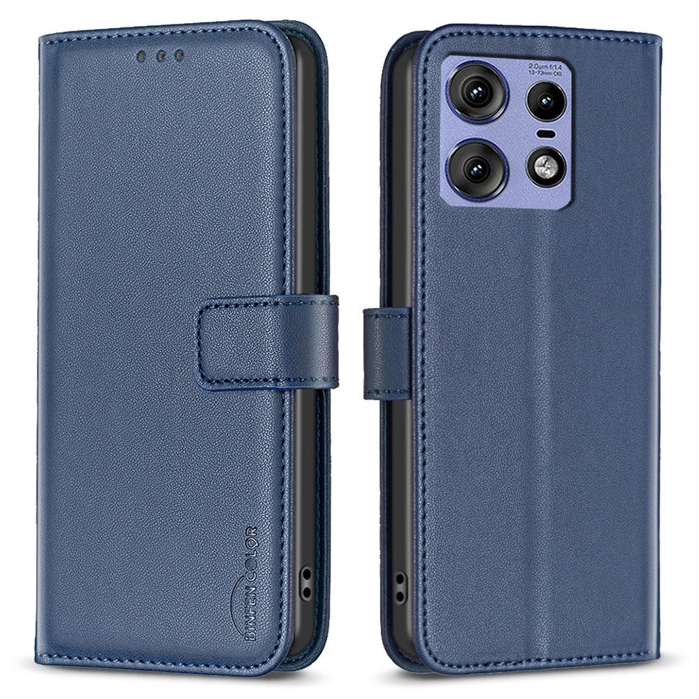 EIDERWOOD Motorola Edge 50 Pro Faux Leather Flip Cover with Stand Function & Card Holder - Blue