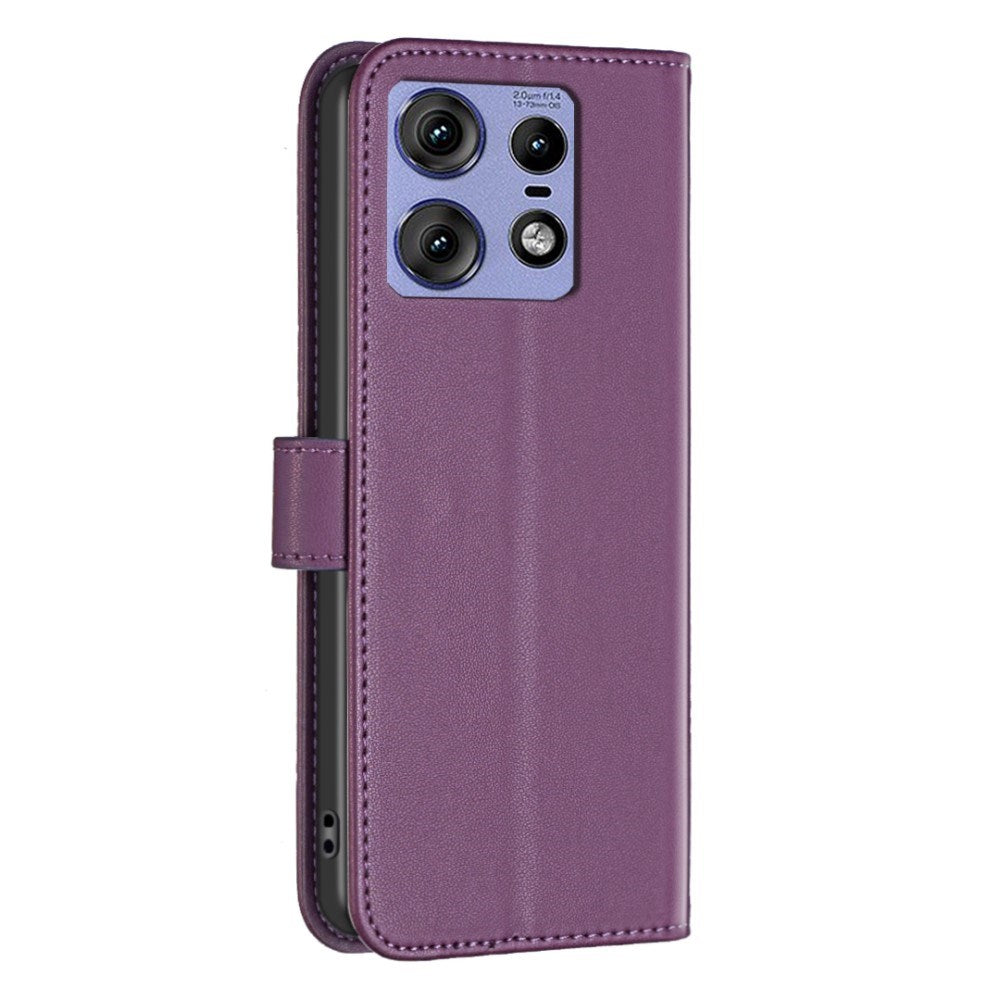 EIDERWOOD Motorola Edge 50 Pro Faux Leather Flip Cover with Stand Function & Card Holder - Deep Purple