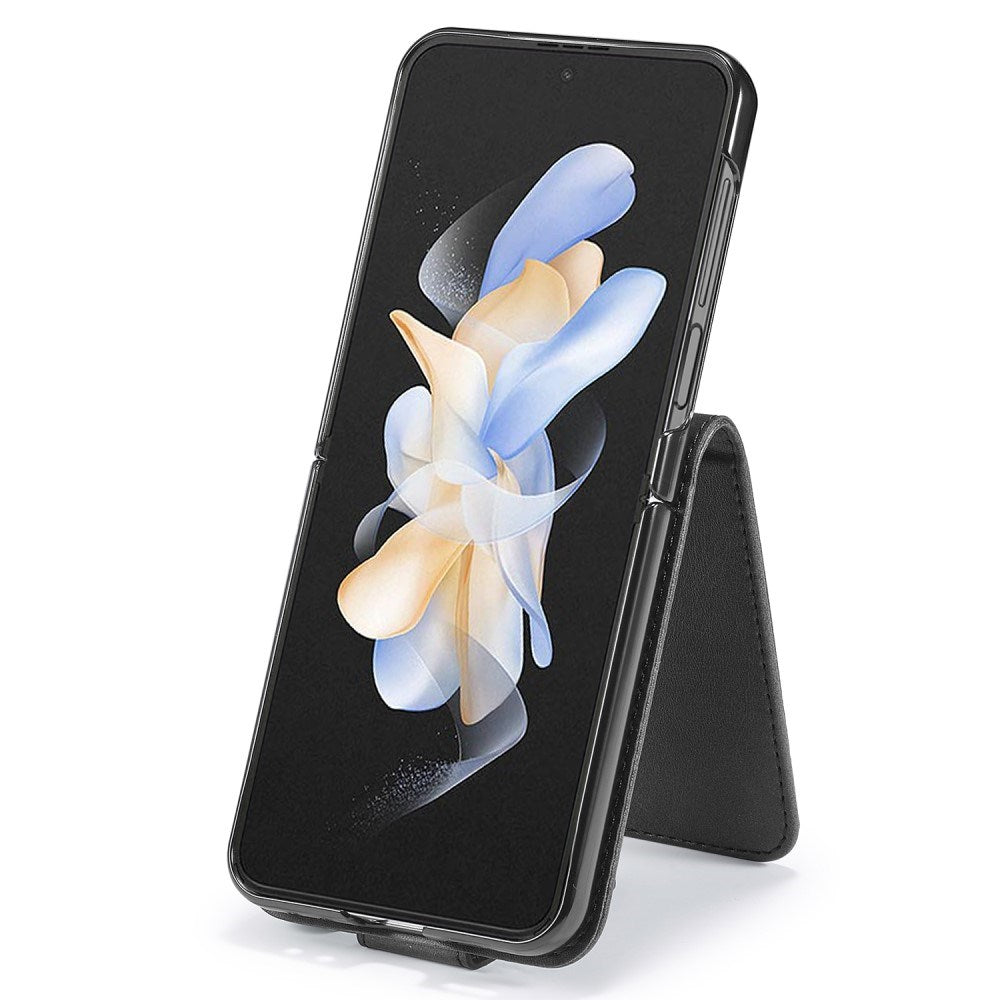 EIDERWOOD Samsung Galaxy Z Flip7 FE / Flip6 Faux Leather Flip Case with Cardholder & Stand Function - Black