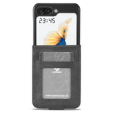 EIDERWOOD Samsung Galaxy Z Flip7 FE / Flip6 Faux Leather Flip Case with Cardholder & Stand Function - Black