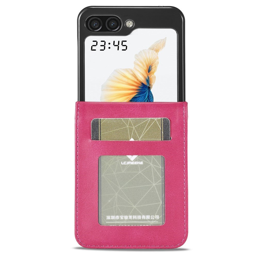 EIDERWOOD Samsung Galaxy Z Flip7 FE / Flip6 Faux Leather Flip Case with Cardholder & Stand Function - Pink